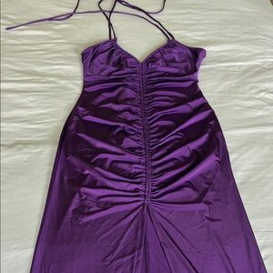 Elegant Purple Ruched Dress